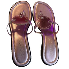 Mila Paoli Metallic Pink/black Sandals Women’s Size 7