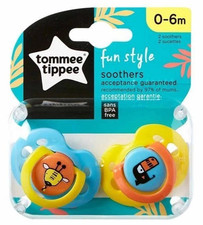 Tommee Tippee Orthodontic Fun Style Pacifiers 0-6 Month - Animal Design May Vary