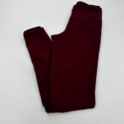 Old Navy Active Elevate Go-Dry Leggings Burgundy Maroon High Waisted Mesh Yoga