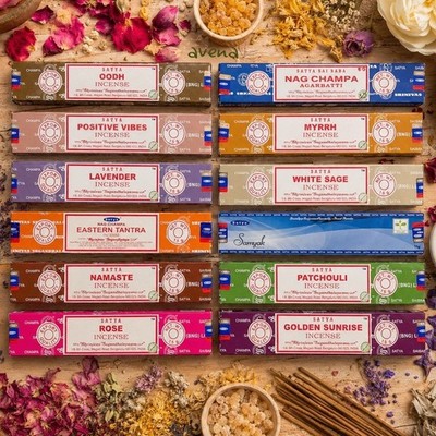 12er Pack gemischte Original Satya echte Räucherstäbchen 12 x 15g Top! PACK 4