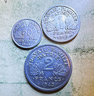 WWII Vichy France Coin Lot 50c 1 Franc 2 Francs 1943 — photo 1