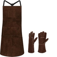 Genuine Cowhide Leather Welding Apron for Workshop Use Dark Brown  Heavy Duty,
