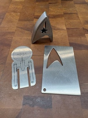 Star Trek CBS Studios 2021 Metal Desk Set Starfleet Delta + Enterprise 3pc