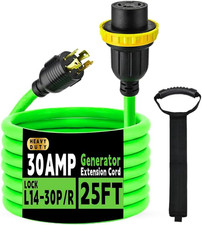 30 Amp Generator Extension Cord 25 Feet 4-Prong 120/250 Volt 7500W, Lock L14-3