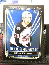 DAMON SEVERSON 2025-26 O-PEE-CHEE BLACK BORDER 048/100 #147 BLUE JACKETS