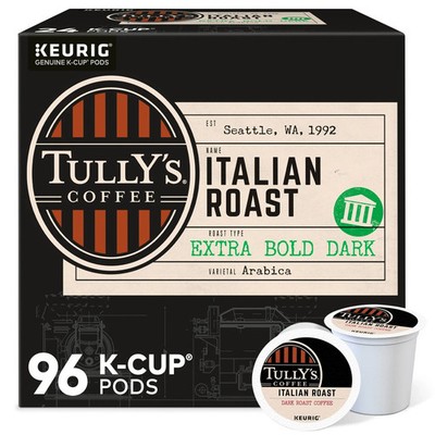 Tully's Coffee Italian Roast, Keurig K-Cup Pod, Dark Roast, 96 Count FREESHIP