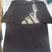 adidas Men  s Black Graphic Logo T-Shirt XL Regular Short Sleeve Crew Neck