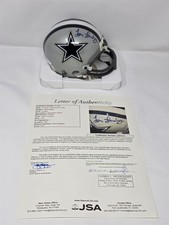 TOM LANDRY signed COWBOYS mini helmet JSA COA Full Letter LOA
