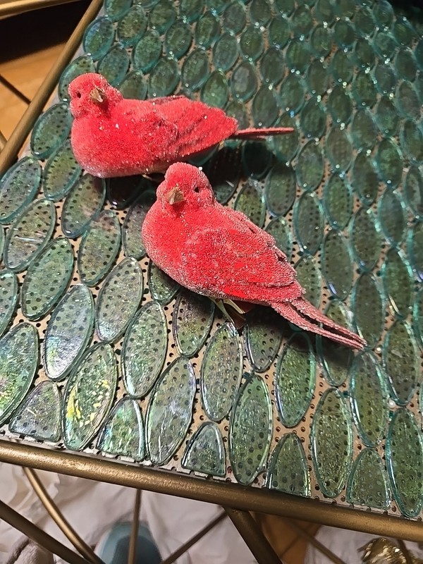 Lot Of 2 Red Clip On Bird Christmas Ornaments