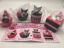 My Melody Kuromi Pink Black Party Mascot Figure Complete Set 4pcs Gashapon Japan