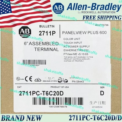 New in Box 2711PC-T6C20D/D PanelView Plus Terminal 2711PCT6C20D serD Free Ship