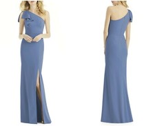 After Six Bow One-Shoulder Trumpet Gown Size16 in Larkspur NWT w/Defect MSRP$263