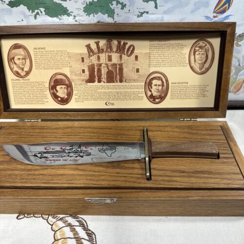 Case XX 1986 Alamo Commemorative Bowie Knife W/ Oak Display Box