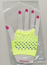 1 Pair Studded Fingerless Gloves Yellow very stretchy one size fits most in U.S.