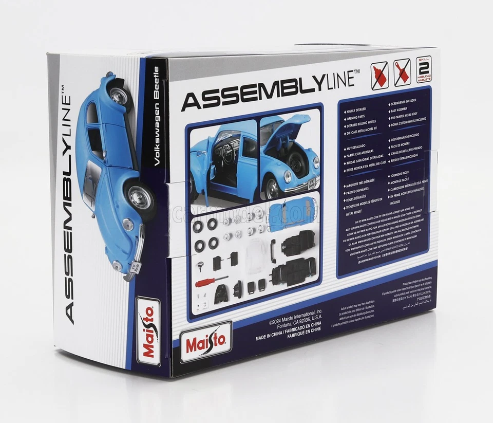 KIT MODELLINO AUTO STATICO MAISTO VOLKSWAGEN BEETLE KAFER MAGGIOLINO 1974 1/24 - Immagine 3 di 4