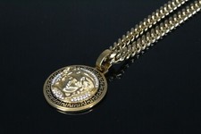 PDJ 14k Gold Finish Medusa Pendant w/ Cuban Miami Chain Necklace Lab Diamonds
