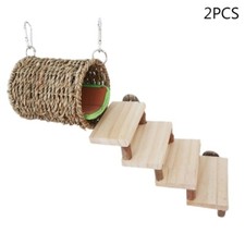 Hamster Hammock with Ladder Small Pet Tunnel Bed Grass Woven Hanging House 2 Kit