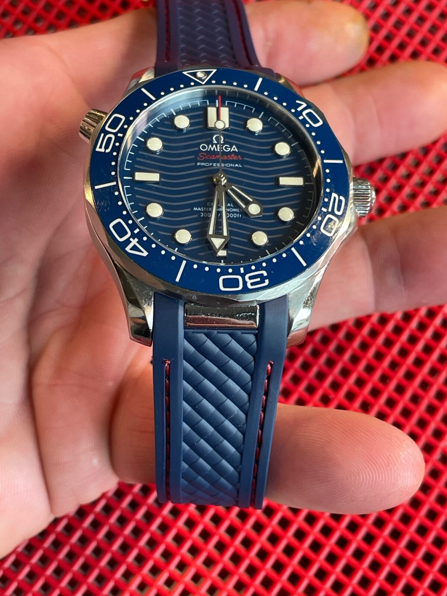 20mm BLUE Vulcanized RUBBER Strap Rolex METAL 40mm Submariner