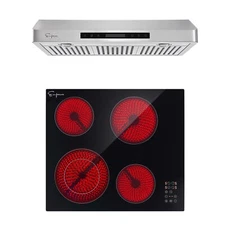 2 Piece Kitchen Appliances - 24" Radiant Electric Cooktop and 30" Range Hood