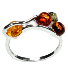 2.3g Authentic Baltic Amber 925 Sterling Silver Ring Jewelry N-A7395 s.7