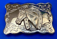 Horse Head Through Lucky Horseshoe Western Cowboy Cowgirls Kid Small Belt Buckle