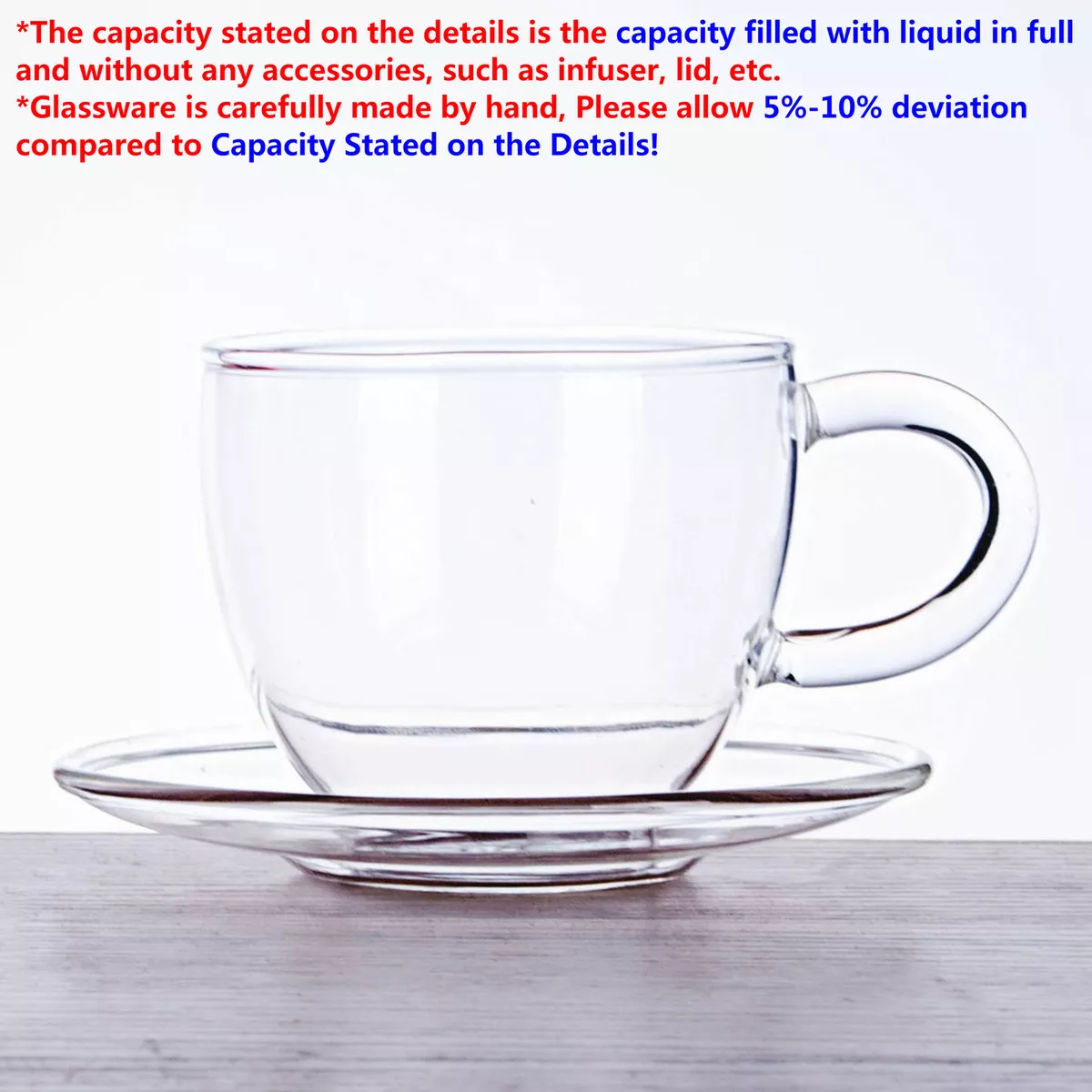 Tea Set lots 1 100ml Heat Resistant Clear Glass Tea Cups Mugs Saucer