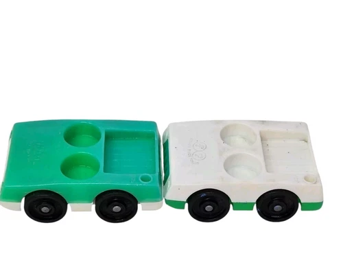 Vintage Fisher Price Little People Green Airport Cars Set Of 2