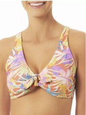 Time And Tru Floral Front Tie Bikini Top Size Medium 8-10 NWT