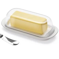 Butter Dish Keeper Tray with Clear Lid for Countertop Refrigerator Microwave