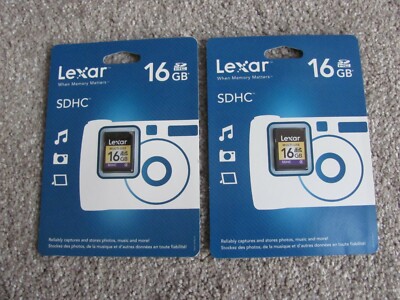 Lot of 2! Lexar SDHC 16GB Memory Cards (LSD16GASBNA) Brand New
