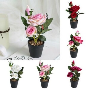 Détails Sur En Pot Artificiel Fleur Rose Bonsaï Plante Mariage Maison Fête Décoration