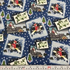 Vintage Christmas Happy Days JoAnns Cotton FLANNEL Fabric by the HALF YARD