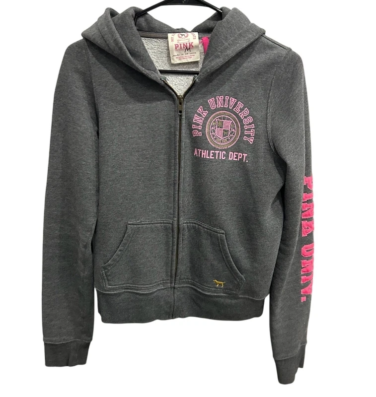 victoria-secret-vs pink logo zip closure hoodie