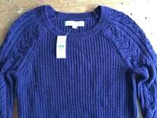 NWT Ann Taylor LOFT Cable Knit Sweater Dark Plum/Purple Size XS 59.50 B15
