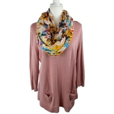 Spectrum Yellow Pink Blue Red  Bold Floral Spring Colorful Infinity Scarf 