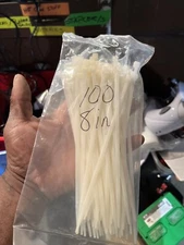 NEW WHITE 200 PCS. 8 INCH ZIP TIES NYLON 40 LBS UV WEATHER RESISTANT WIRE CABLE