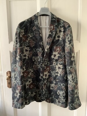 JOHN LEWIS & Co SHUTTLE NOTES LINEN DARK GREEN FLORAL PRINT BLAZER  JACKET XL