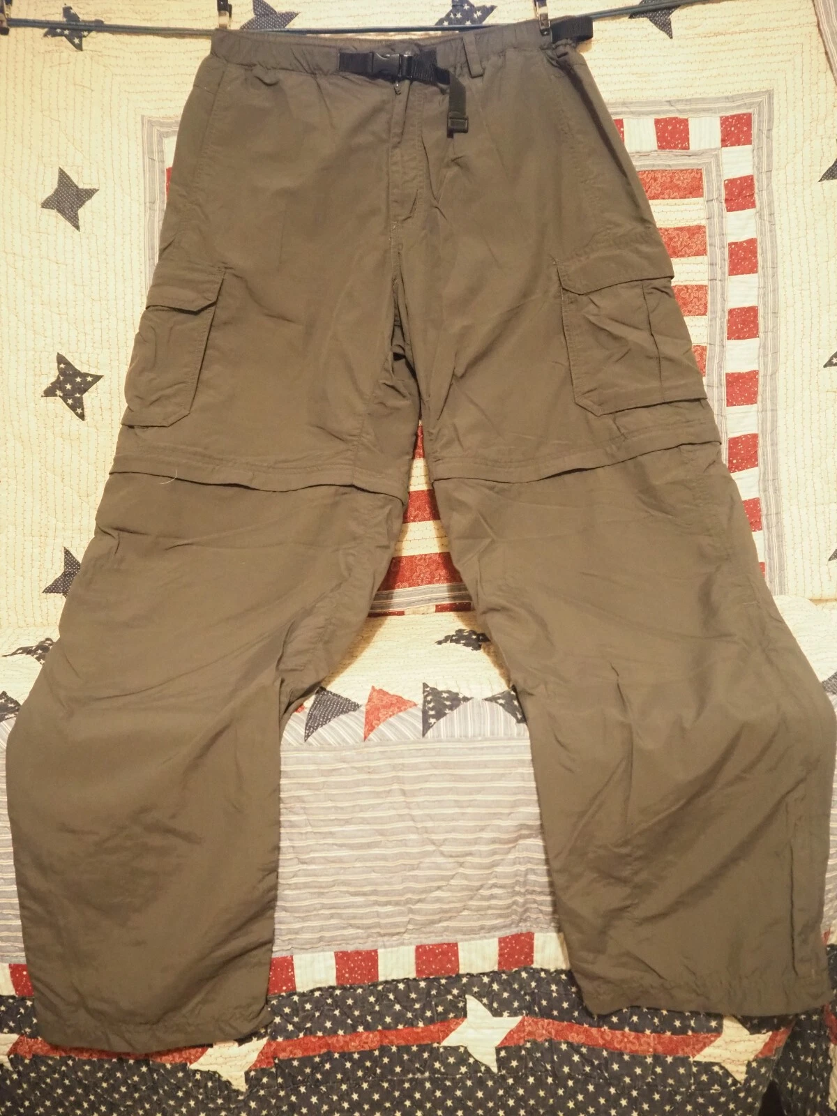 REI Pants Mens Large Convertible Greenish Gray Cargo Lightweight Outdoor Pants