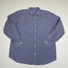Banana Republic Shirt Men's Large 16-16.5 Blue Stripe Long Sleeve Button Up