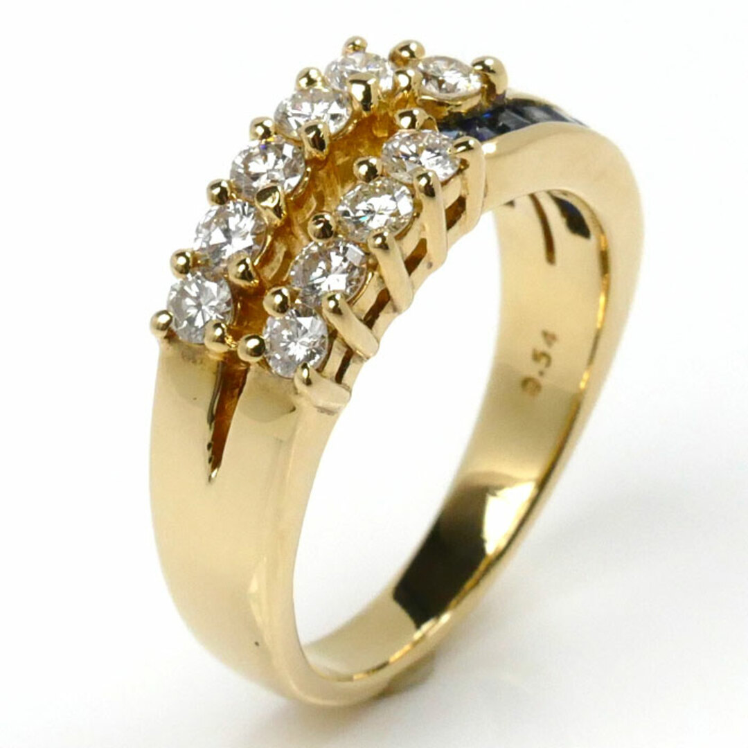 K18YG Yellow Gold Ring Diamond 0.54 CT Sapphire 0.51 Size 12 K18YG Yellow Gold Ring Diamond 0.54 CT Sapphire 0.51 Size 12