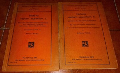 #ad ALFONS HILKA HISTORIA SEPTEM SAPIENTUM COMPLETE 2 V. CARL WINTER 1913 DOLOPATHOS EUR 38.60