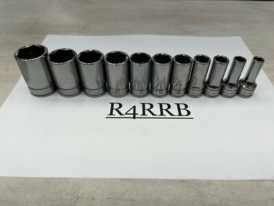 #ad Snap on Tools USA NEW 11pc 3 8quot; Drive SAE 6 Point Semi Deep Socket Set 211FSSY $225.00