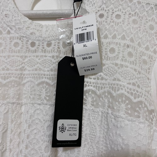 MSRP $29.99 NWT Coupe Collection Womens XL Lace Off-White Long Sleeve Blouse Top - Picture 4 of 8