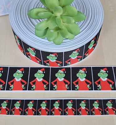 7/8 & 1.5'' (1 YD) Grinch Christmas Grosgrain Ribbon How the Grinch Stole Xmas