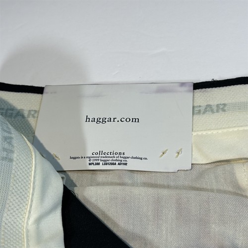 Nuevo con etiquetas Pantalones de vestir Haggar elásticos bengalíes para hombre 38x31 calce clásico pantalones en negro - Imagen 5 de 9
