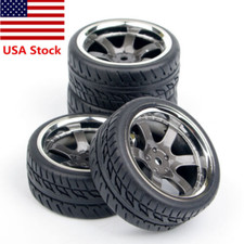 1/10 4Pcs Tires Car Wheels Rim 12mm Hex For HPI HSP RC On Road Drift Racing Car