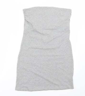 H&M Basic Tank Damen Grau 100% Baumwolle Größe M Schulterfrei