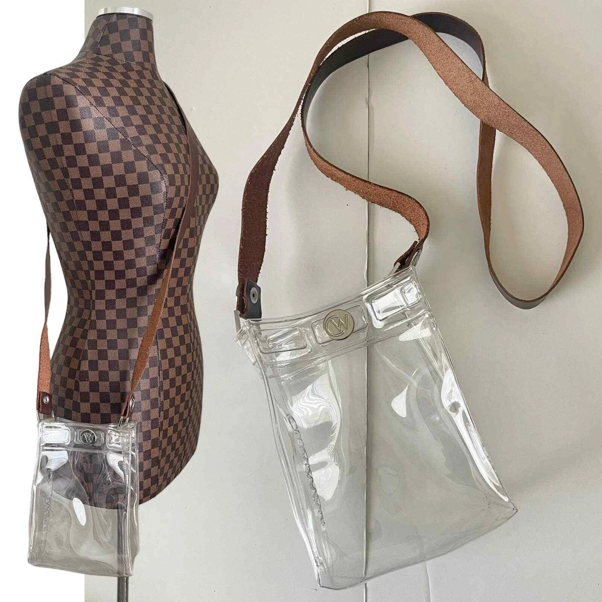 ClearWare Crossbody Bag See-Thru Handbag Purse Transparent Leather Strap