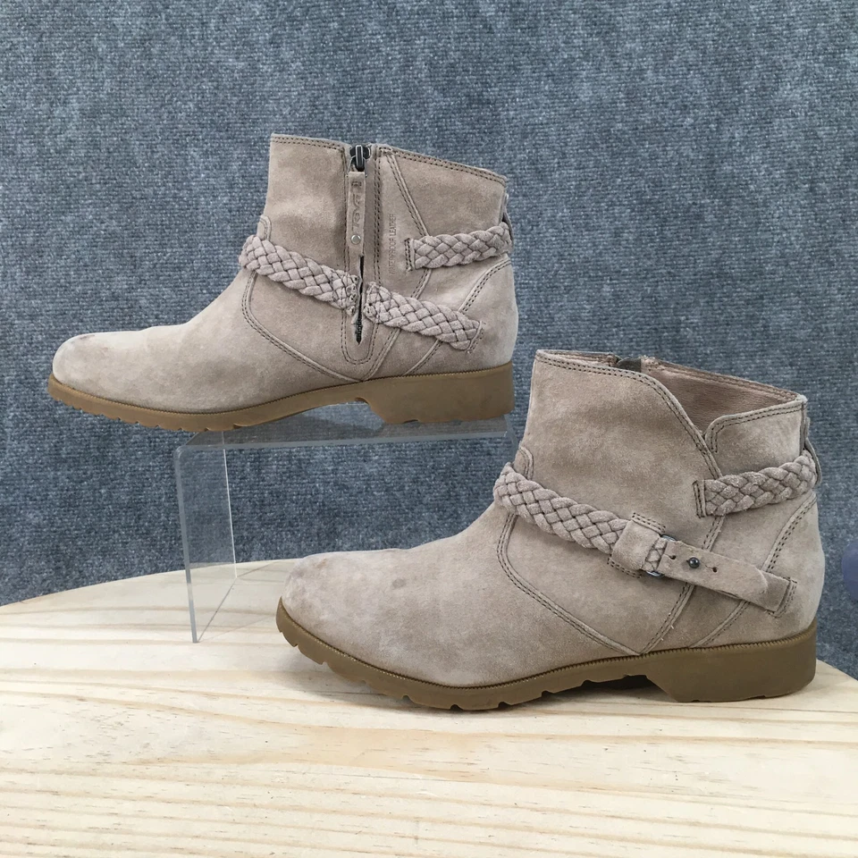 Teva Botas Mujer 9 Delavina Botines Cremallera Lateral Tacones 1008601 Beige Gamuza Foto 2 de 4