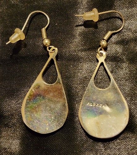 Vintage Alpaca Mexico Abolone Earings Marked - Picture 2 of 2